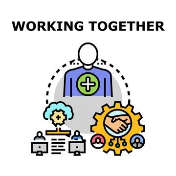 Working together collaboration process medical teamwork concept Illustrazione stock