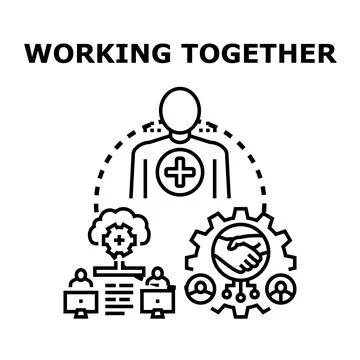 Working together collaboration process medical teamwork concept Stock Illustration