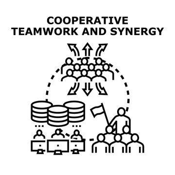 Working together for cooperative teamwork and synergy concept Stock Illustration