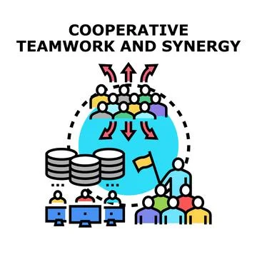 Working together for cooperative teamwork and synergy concept Stock Illustration