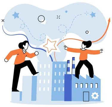 Working together. Coworking spaces provide opportunities for cross-pollination Illustrazione stock