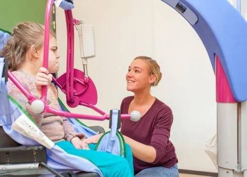 Working together with disability Stock Photos