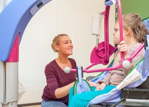 Working together with disability Stock Photos