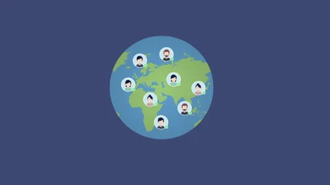 Working Together Globally 2d animation with alpha matte Stock Footage 335800466