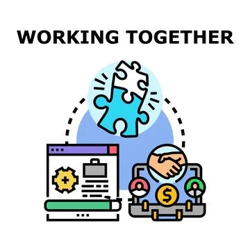 Working together process creating successful business partnership concept Stock Illustration