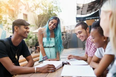 Working together as a team to ace that test Stock Photos