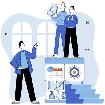 Working together. Teamwork is cornerstone successful business operations Stock Illustration