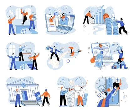 Working together. Teamwork enhances project outcomes through collective Stock Illustration