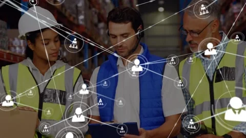 Working together in a warehouse can help to simplify tasks and make them more Stock Footage 330399852