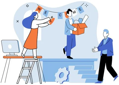 Working together. Working together as cohesive group yields greater results Illustrazione stock