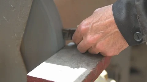 Working tool sharpening Stock Footage 95102687
