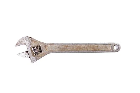 Working tools. Adjustable spanner isolated on white background Stock Photos
