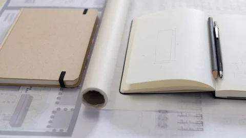 Working tools of an architect Stock Footage 125873015