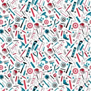 Working tools background labor day seamless pattern Stock Illustration