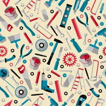 Working tools background labor day seamless pattern Stock Illustration