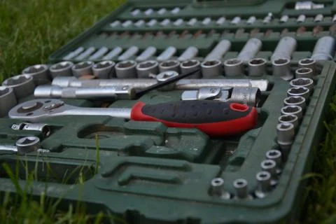 Working tools in a box Stock Photos