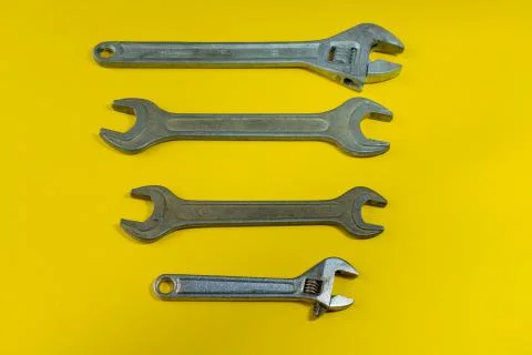 Working tools on a colored background. wrenches Stock Photos