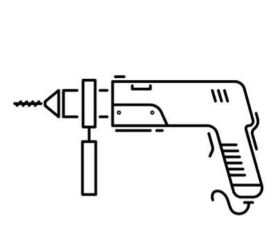 Working tools for construction and repair line icon puncher Stock Illustration