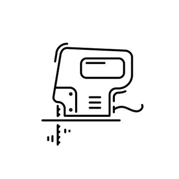 Working tools for construction and repair line icon jig saw Stock Illustration