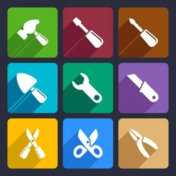 Working tools flat icon set Stock-Illustration