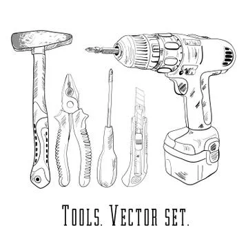 Working tools icon set Stock Illustration