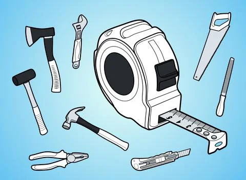 Working tools icon set vector illustration line art Stock Illustration