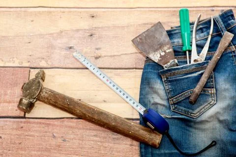 Working tools with jeans Foto stock