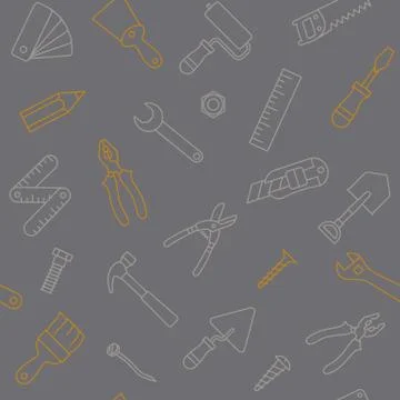 Working tools lineart pattern Stock Illustration