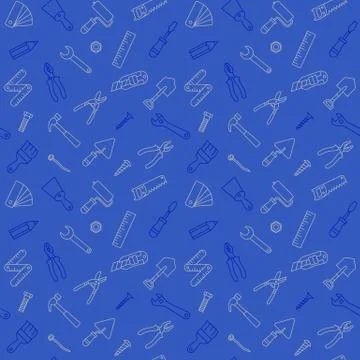 Working tools pattern seamless blue Stock Illustration