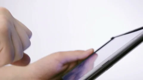 Working on touch screen tablet pc Video stock 4885938