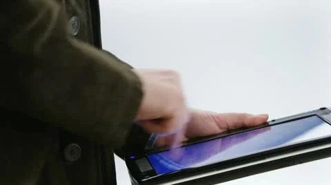 Working on touch tablet Video stock 8912597
