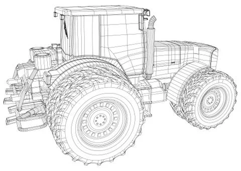 Working Tractor Vector. Created illustration of 3d 스톡 일러스트