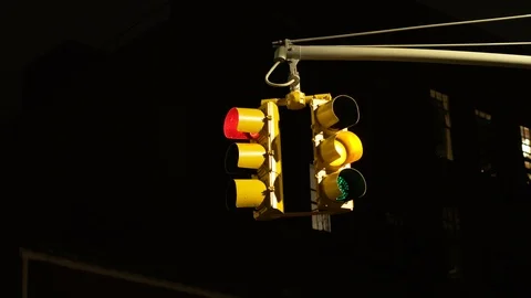 Working Traffic Lights At Night. Stock Footage 102915988