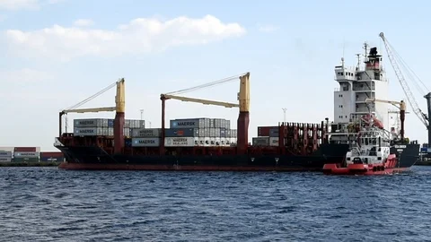 Working tug in harbor Stock Footage 90886011