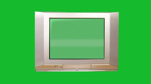 Working TV with a chroma key receiving with interference on a green background Video stock 89897465
