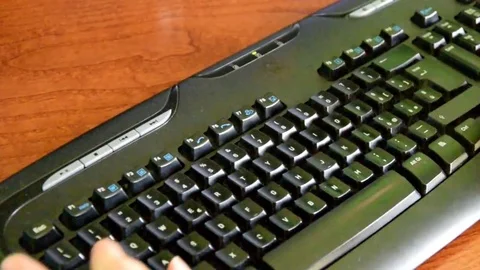 Working typing computer keyboard Stock Footage 74298870