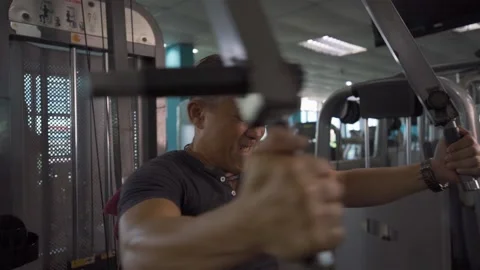 Working on Upper Arms in the Gym in Slow-Mo Video stock 157672649