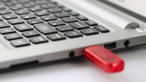 Working USB flash drive in the laptop Stock Footage 133011606