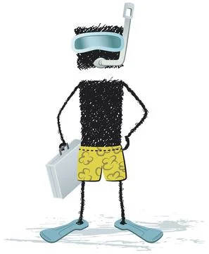 Working on vacation Stock Illustration