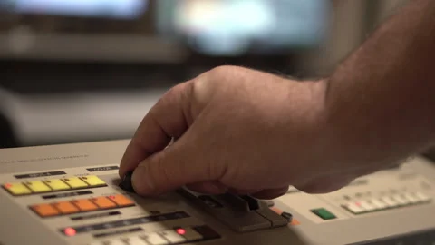 Working on Video Mixer Switcher in TV Station Control Room, Professional 스톡 동영상 324951029