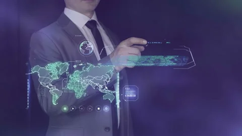 Working with a virtual panel of geolocation programs. 库存影片 146879058