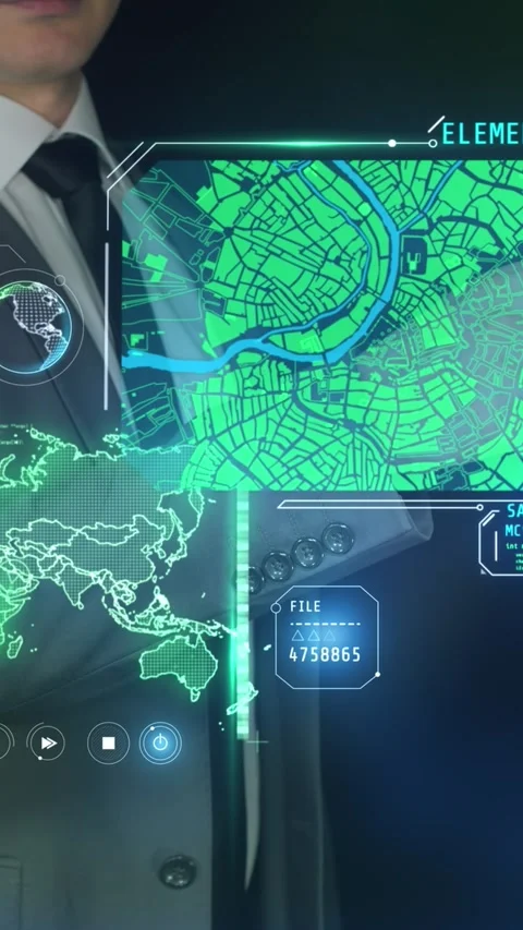 Working with a virtual panel of geolocation programs. 库存影片 290288565