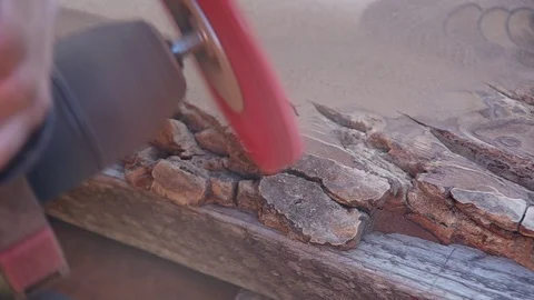 Working of walnut wood Stock Footage 124023465