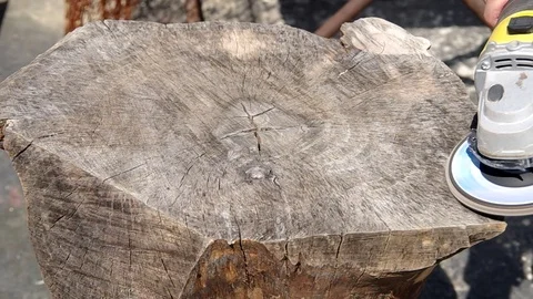 Working of walnut wood Stock Footage 124023673