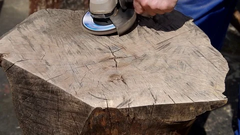 Working of walnut wood Stock Footage 124023784