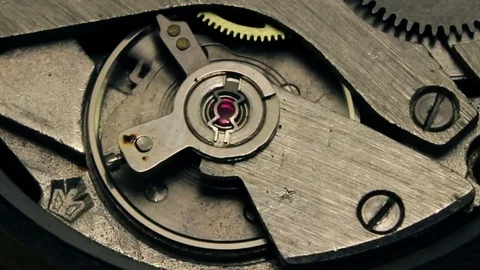 Working watch mechanism close up . Stock Footage 74153352