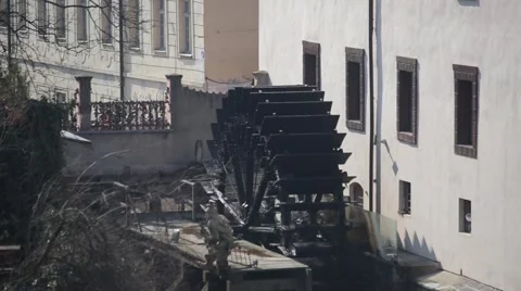 Working Water Wheel Stock Footage 58071237