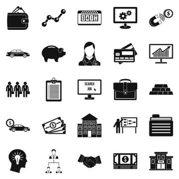 Working week icons set, simple style Stock Illustration