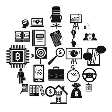 Working week icons set, simple style Stock Illustration