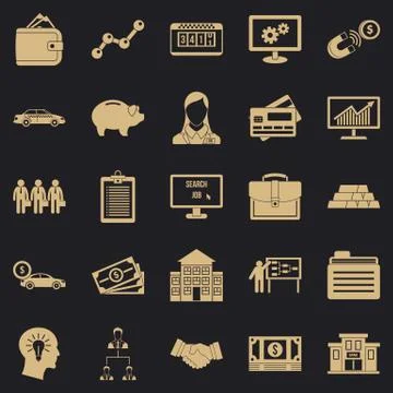 Working week icons set, simple style Stock Illustration